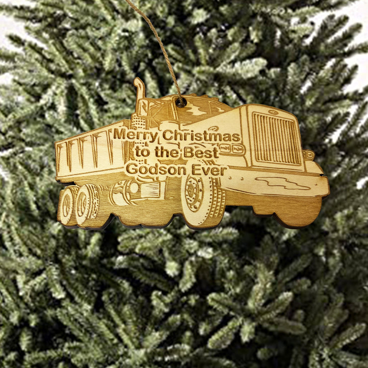 Merry Christmas to the best Godson Ever Dump Truck - Ornament