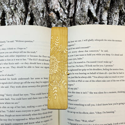 Bookmark - Sunflower - Birch wood