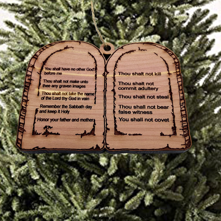10 Commandments - Cedar Ornament