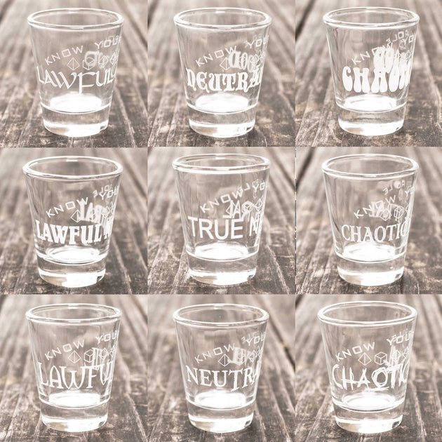 2oz Know Your Role - Character Alignment - Set of 9 Shot Glasses 2oz Know Your Role - Character Alignment - Set of 9 Shot Glasses