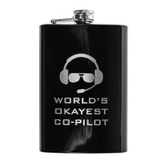 8oz BLACK World's Okayest Co-Pilot Flask