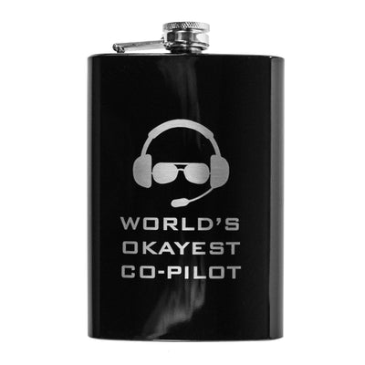 8oz BLACK World's Okayest Co-Pilot Flask