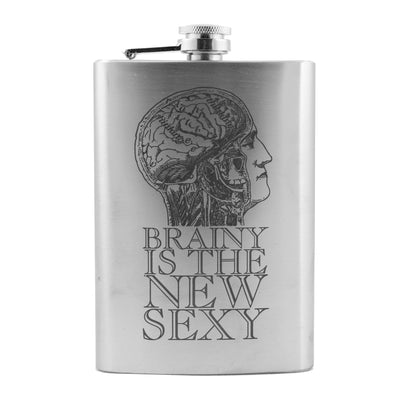 8oz Brainy Is the New Sexy Stainless Steel Flask