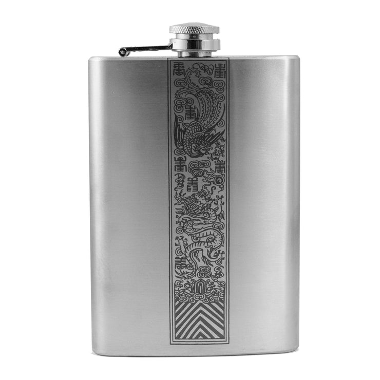 8oz Chinese Dragon and Phoenix Stainless Steel Flask
