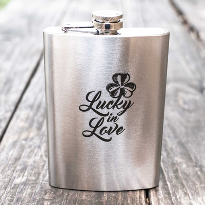 8oz Lucky in Love - Clover Stainless Steel Flask
