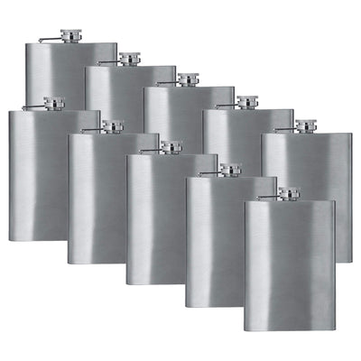8oz Stainless Steel Hip Flask (QTY 10) (Stainless steel) Groomsman wedding gift