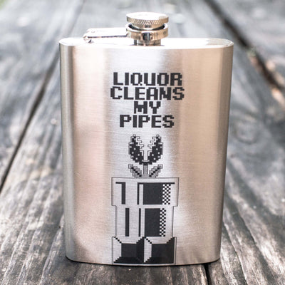8oz Liquor Cleans My Pipes Stainless Steel Flask