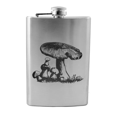 8oz - Mushroom 2 - Stainless Steel Flask