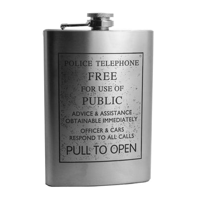 8oz Police Telephone Sign Stainless Steel Flask