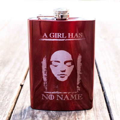 8oz RED A Girl Has No Name Flask