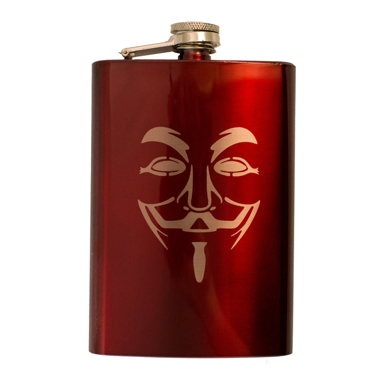 8oz RED Guy Fawkes Flask Anonymous Novelty