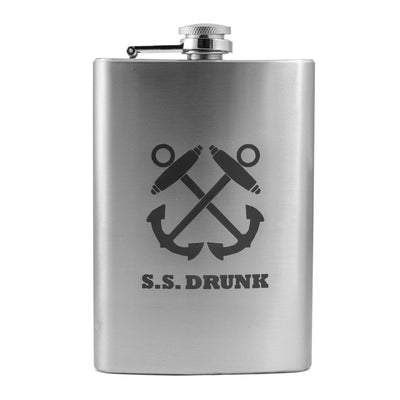 8oz SS Drunk Stainless Steel Flask