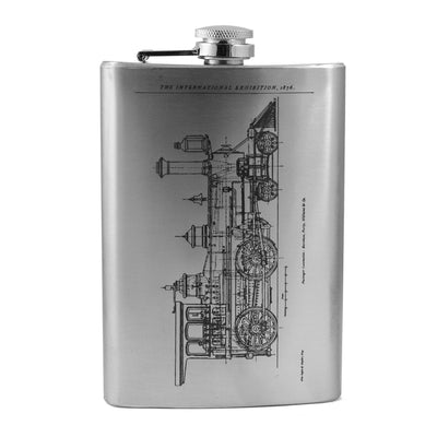 8oz Steam Locomotive International Stainless Steel Flask
