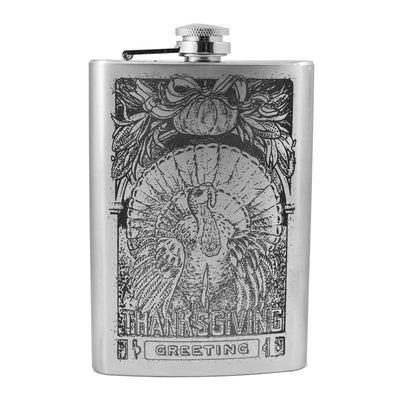 8oz Thanksgiving Greeting Stainless Steel Flask