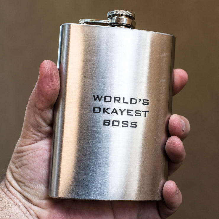8oz World's Okayest Boss Stainless Steel Flask
