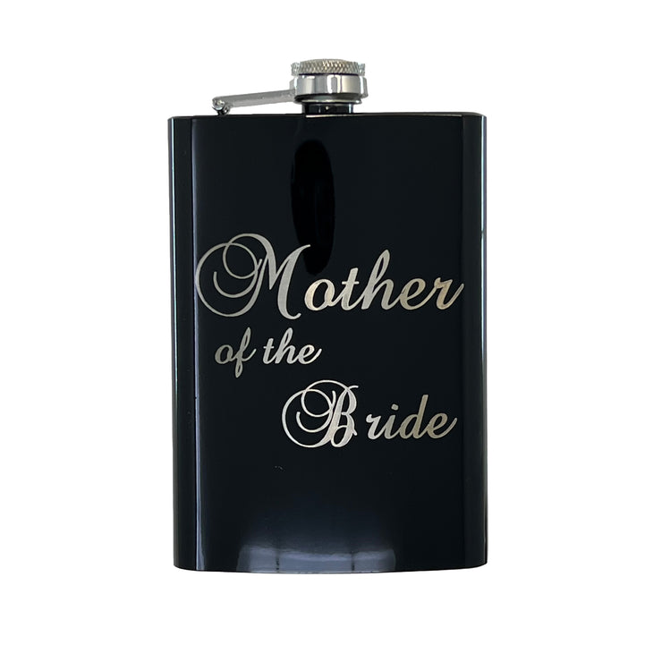 8oz BLACK Mother of the Bride Flask
