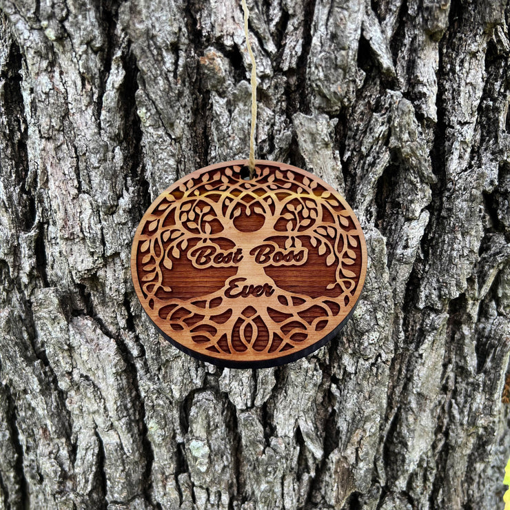 Best Boss Ever Celtic Tree of Life - Cedar Ornament
