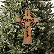 Best Friend Ever Celtic Cross - Cedar Ornament