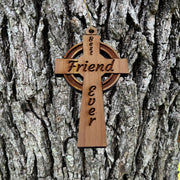 Best Friend Ever Celtic Cross - Cedar Ornament