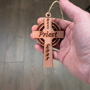 Best Priest Ever Celtic Cross - Cedar Ornament