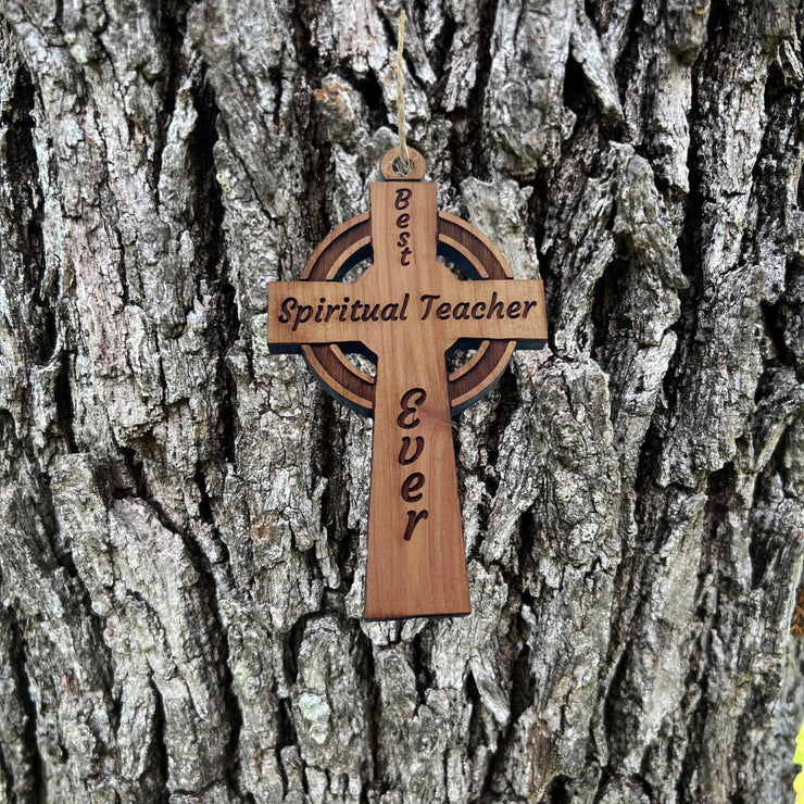 Best Pastor Ever Celtic Cross - Cedar Ornament
