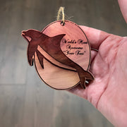Custom PERSONALIZED Dolphin Worlds Most Awesome Your Text - Cedar Ornament