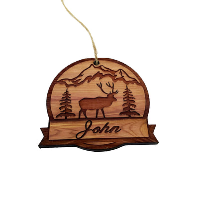 Customized PERSONALIZED Elk with your name - Cedar Ornament