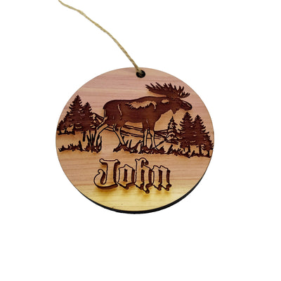 Customized PERSONALIZED Moose With your Name - Cedar Ornament