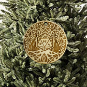 D20 Celtic Tree of Life Ornament - Raw Wood