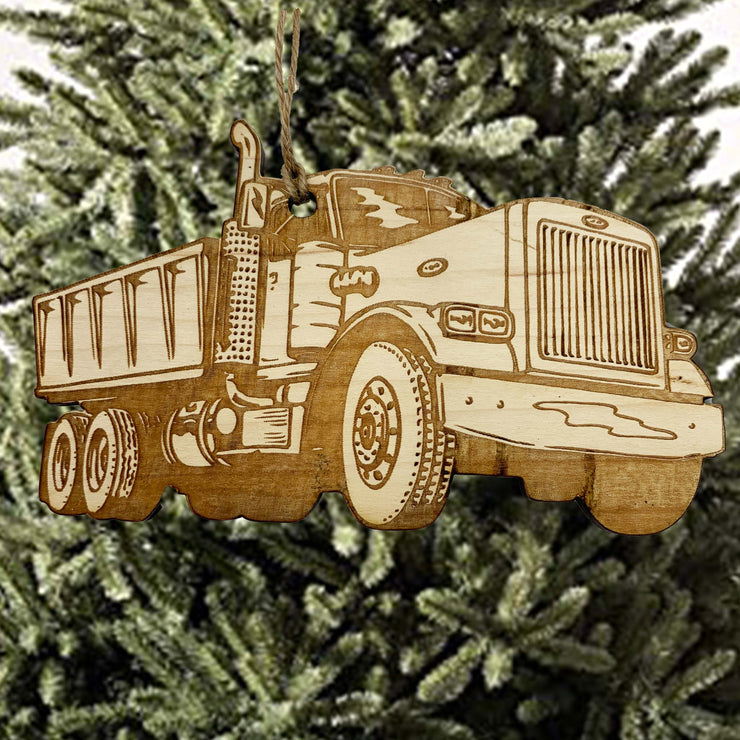 Dump Truck - Raw wood Ornament