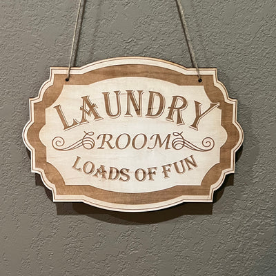 Sign - Laundry Room - Raw Wood Door Sign 7x9.5in
