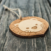 Ornament - Cute Lion - Raw Wood 3x2in