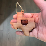 Texas with Heart - Cedar Ornament
