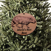 Worlds Best Boss Capybara - Cedar Ornament