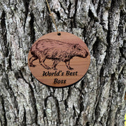 Worlds Best Boss Capybara - Cedar Ornament