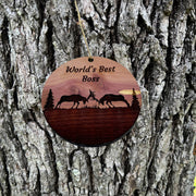 Worlds Best Boss Elk Battle - Cedar Ornament