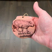 Worlds Best Godfather Capybara - Cedar Ornament