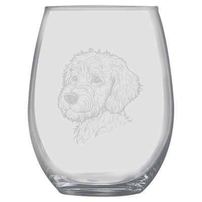 15oz Stemless Wine Glass -   Golden Doodle