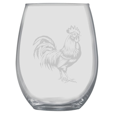 15oz Stemless Wine Glass -  Chicken