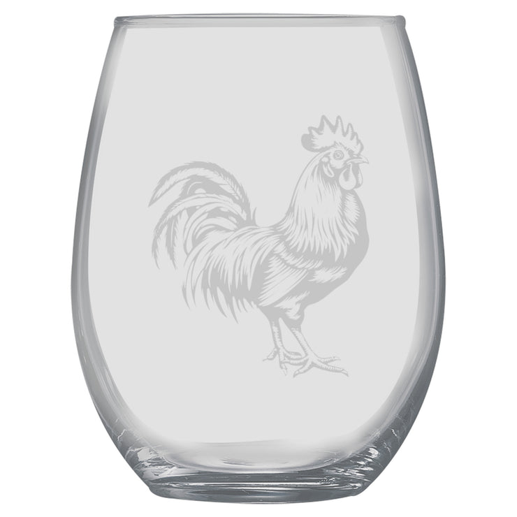 15oz Stemless Wine Glass -  Chicken