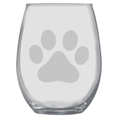 15oz Stemless Wine Glass -  Dog Paw