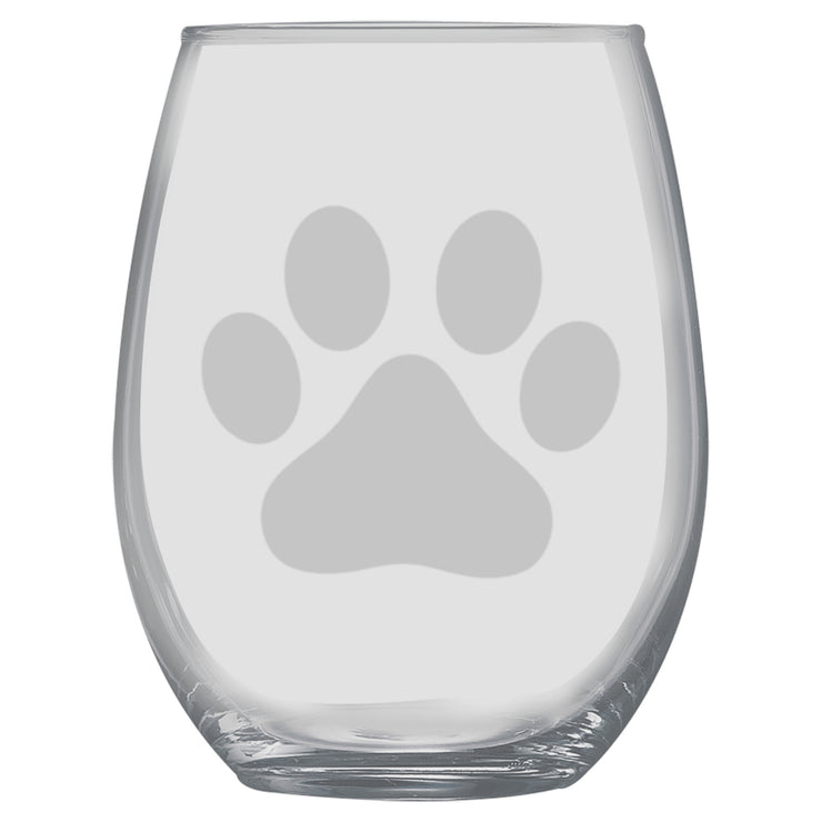 15oz Stemless Wine Glass -  Dog Paw