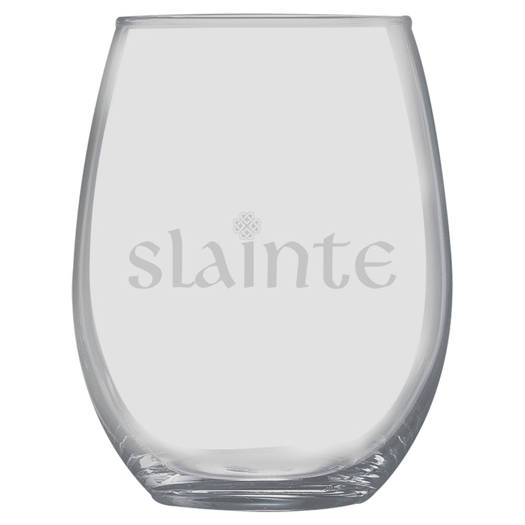 15oz Stemless Wine Glass - Slainte - Irish Cheers