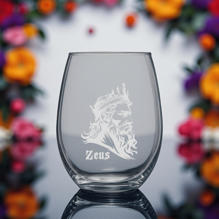 15oz Stemless Wine Glass - Zeus - God of Thunder