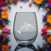 15oz Stemless Wine Glass - Dolphin