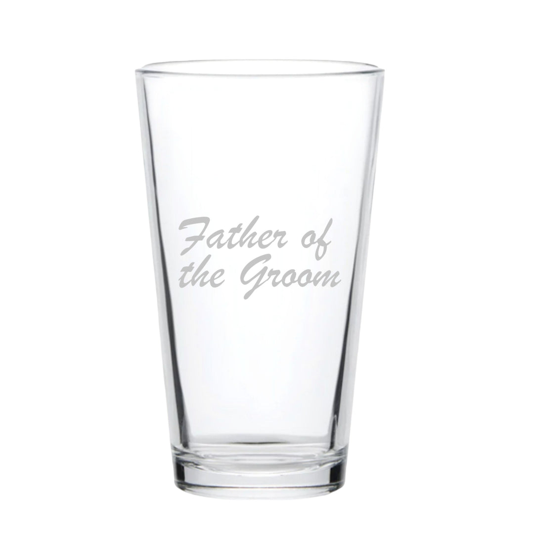 HipFlaskPlus 16oz pint beer glass engraved with Father of the Groom