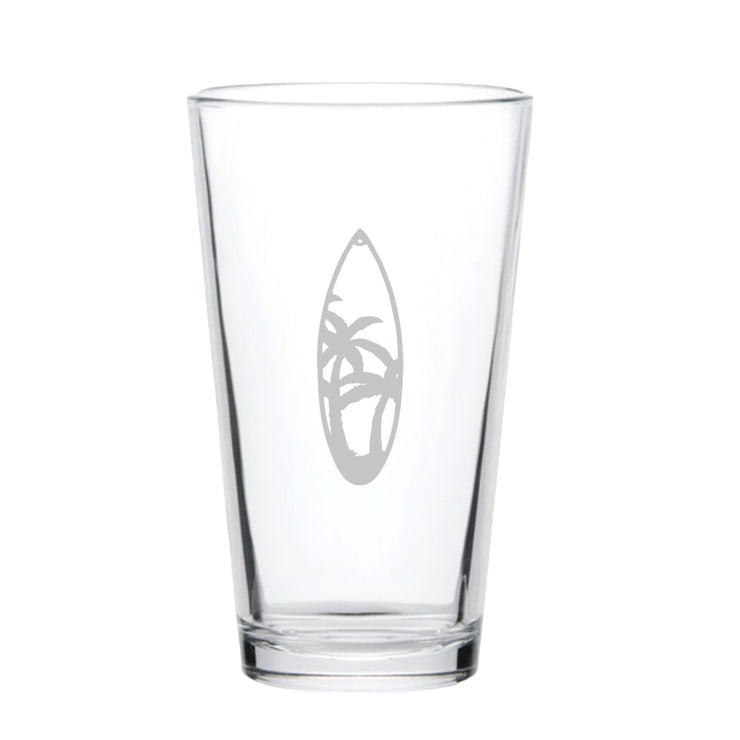 16oz Beer Mug - Palm Tree Surfboard