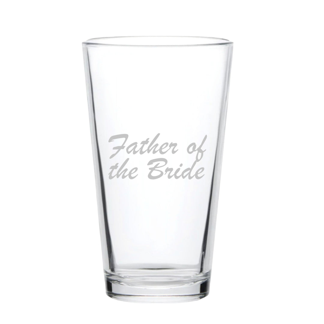 HipFlaskPlus 16oz pint beer glass engraved with Father of the Bride