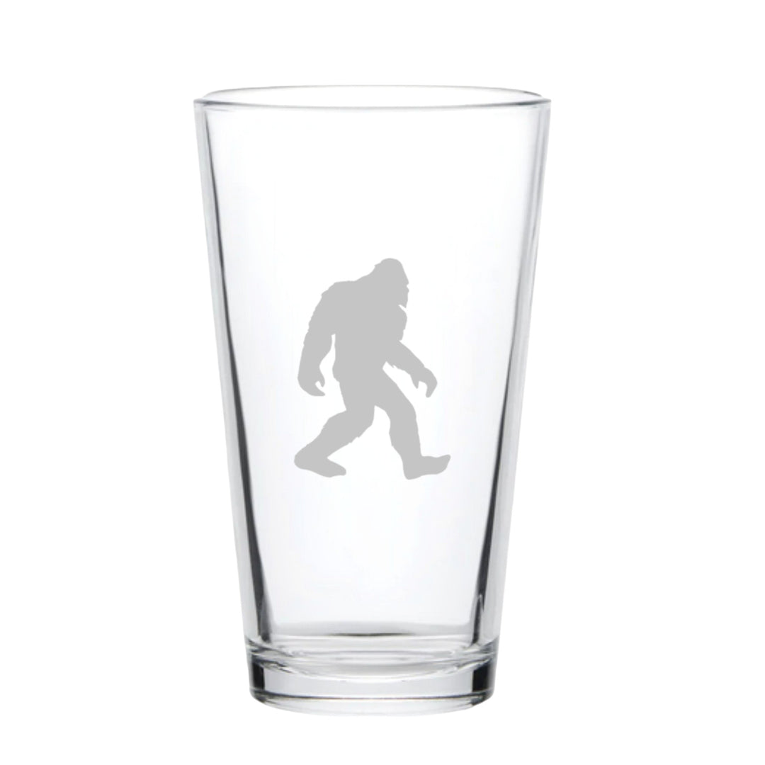 HipFlaskPlus 16oz pint beer glass engraved with Bigfoot Sasquatch