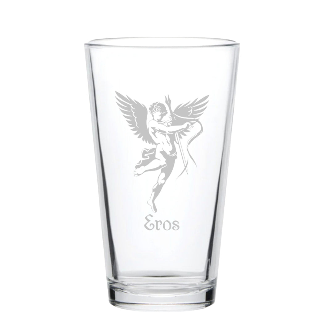 HipFlaskPlus 16oz pint beer glass engraved with Eros God of Love